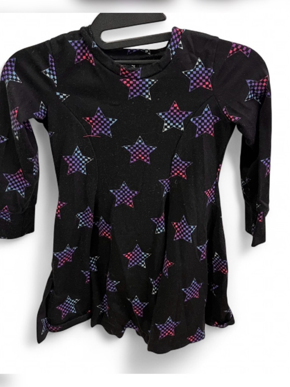 PIXIELANE -Kids Black Star Print Long Sleeve Dress